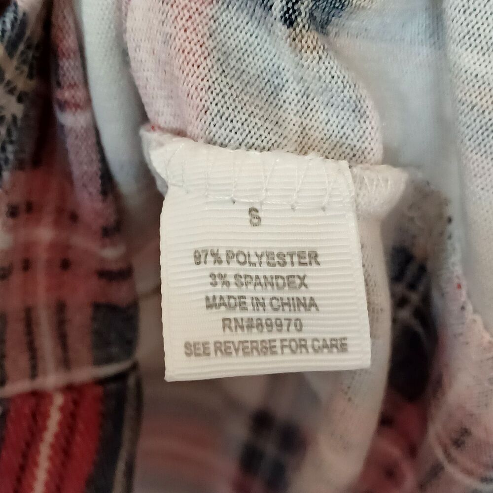 Eden & Olivia Women's S Plaid Hooded Button Up Flannel Top Jacket Ivory/Red/Blk - Picture 9 of 10